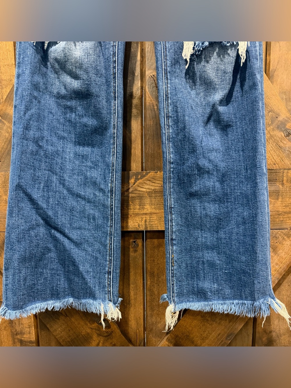 Risen Distressed High Waist Wide Leg Jeans - Picture 12 of 12